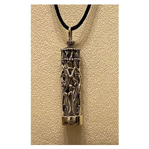 Antique Filigree Pendant $279.00 – Glass cylinder with antique silver filigree casing. No chain included.